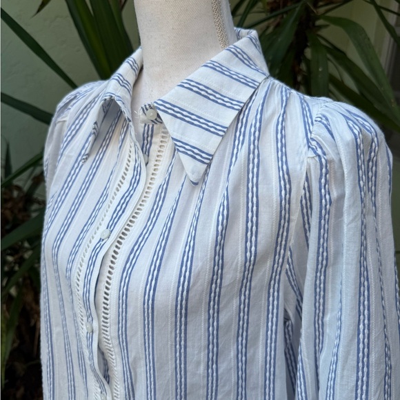 Mint Velvet Bkue Striped Button Down - Picture 1 of 16
